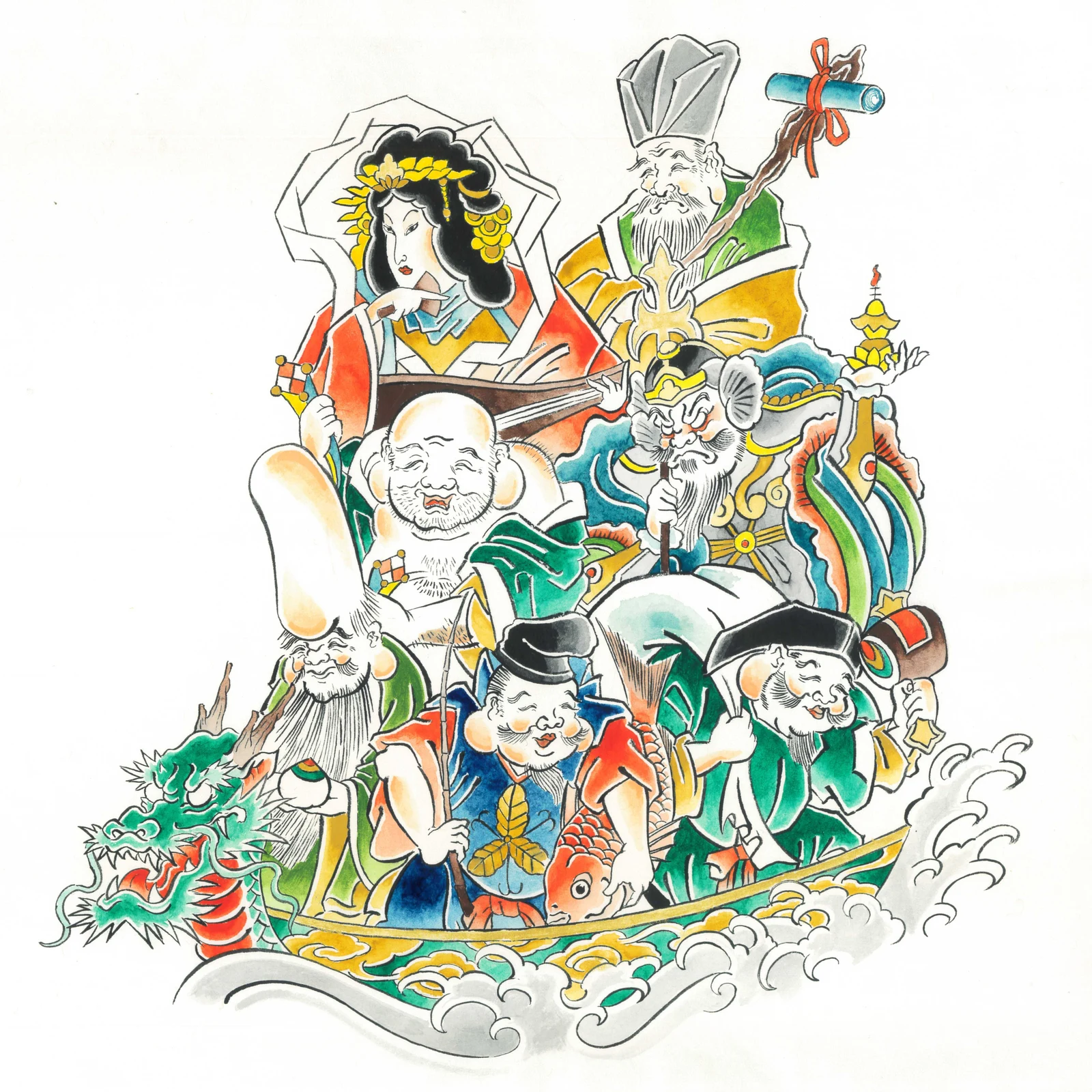 宝船に乗る七福神