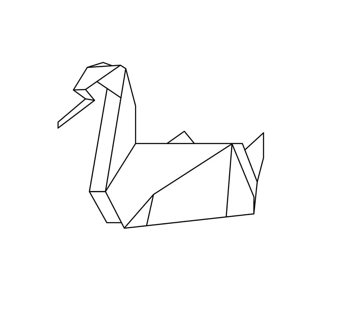黒い線で描かれた折り紙の鳥